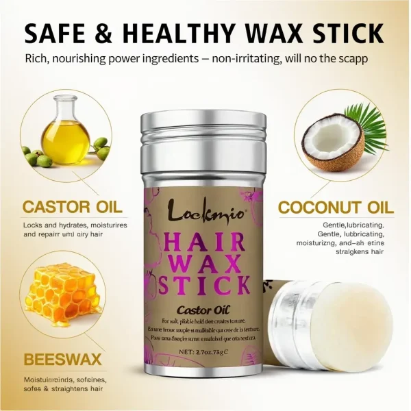 LOCKMIO Women Hair Wax Stick for Wigs Anti-frizz Flyaways Control Styling Wax Long-lasting Smooth Broken Back Hair Pomade Cream - Image 9